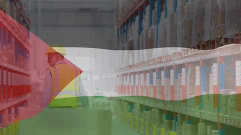 Warehouse Worker Overlaid with Jordan Flag Transparency
