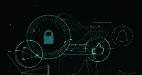 Digital Network Security Concept with Futuristic Icons - Download Free Stock Images Pikwizard.com