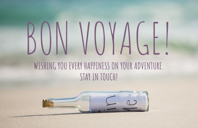 Message in a Bottle Bon Voyage Template for Travel Farewells - Download Free Stock Templates Pikwizard.com