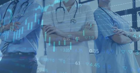 Healthcare Professionals with Financial Data Overlay