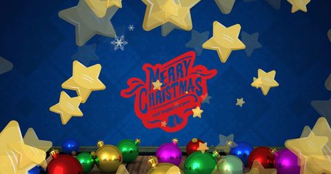 Festive Christmas Background with Ornament Decor and Merry Christmas Text