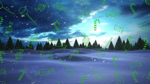 Charming Winter Landscape with Candy Overlay
