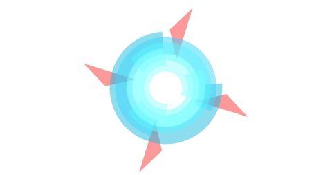 Abstract circular pattern with blue and red arrows on white