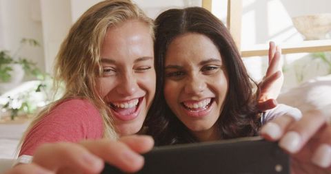 Two Women Taking Fun Selfie on Weekend