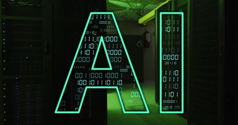 AI and Binary in Technology Server Room - Download Free Stock Images Pikwizard.com