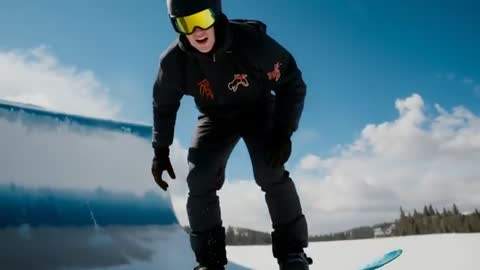 Snowboarder Mastering Tricks on Ramp at Ski Resort