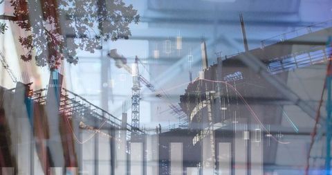 Construction Site and Financial Data Overlay Concept - Download Free Stock Images Pikwizard.com