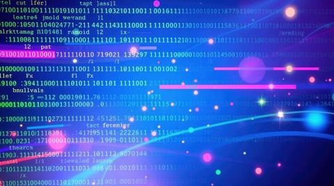 Futuristic Digital Visualization with Binary Code and Neon Orbs - Download Free Stock Images Pikwizard.com