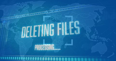 Digital Interface with Deleting Files on Global Map Background - Download Free Stock Images Pikwizard.com