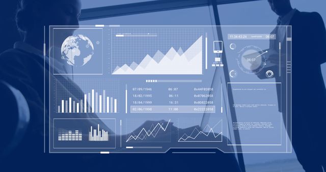 Business Professionals Analyzing Virtual Data with Advanced Technology Interface - Download Free Stock Images Pikwizard.com