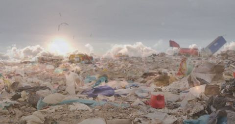 Sunset Over Expansive Dump Site Reflecting Pollution - Download Free Stock Images Pikwizard.com