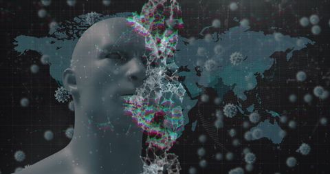 3D Human Body with Viral DNA and Global Coronavirus Spread Concept - Download Free Stock Images Pikwizard.com