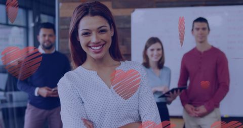 Confident Businesswoman Leading Diverse Team in Office Environment