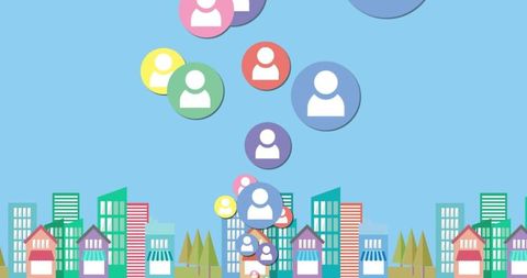Interactive Social Media Concept Above Vibrant Cityscape Illustration - Download Free Stock Images Pikwizard.com