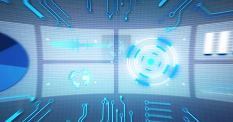 Futuristic Digital Interface with Data Visualization and Processing - Download Free Stock Images Pikwizard.com