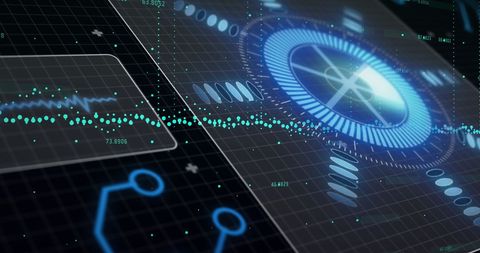 Digital Interface with Scanning Laser and Data Analysis Elements - Download Free Stock Images Pikwizard.com