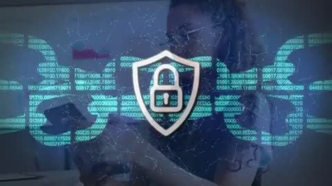 Professional Woman Engaging with Cybersecurity Technology Interface