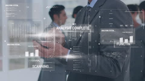 Businessman Using Smartphone with Financial Data Hologram