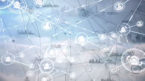 Global Network Connections Concept Over Cloudy Sky