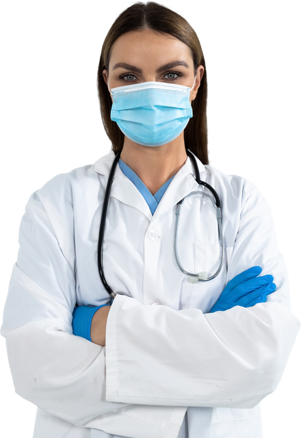 Transparent medical professional wearing protective mask and gloves with stethoscope - Download Free Stock Videos Pikwizard.com