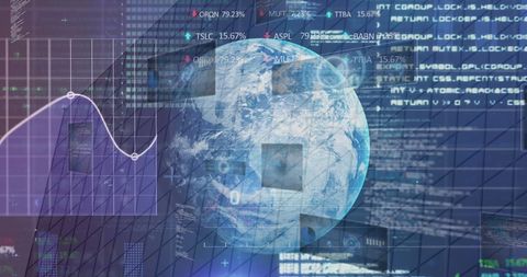 Digital Data and Technology Overlay on World Globe - Download Free Stock Images Pikwizard.com