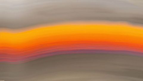 Radiating orange and pink horizontal gradient stripe over soft gray abstract background