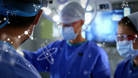 Surgeons Operating with Scientific Molecule Animation