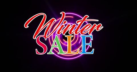 Vibrant Winter Sale Announcement with Neon Lights