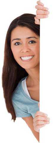 smiling woman presenting blank transparent card - Download Free Stock Videos Pikwizard.com