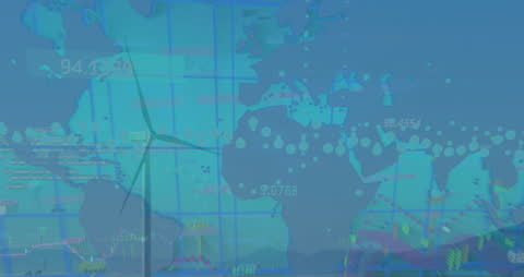 Digital Interface with Wind Turbine and Global Map Visualizations
