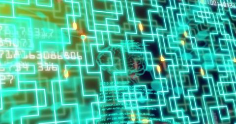 Futuristic Digital Grid with Enhanced Data Network Interface