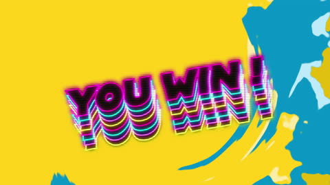 Colorful Animated 'You Win' Text on Dynamic Background