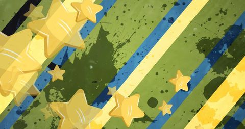 Falling Golden Stars on Abstract Colorful Background