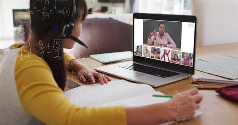 child learning mathematics online, engaged virtual class experience - Download Free Stock Images Pikwizard.com