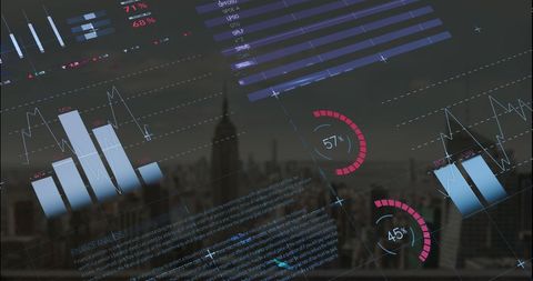 Infographic Interface Overlay on Aerial Cityscape Conveys Business Growth - Download Free Stock Images Pikwizard.com