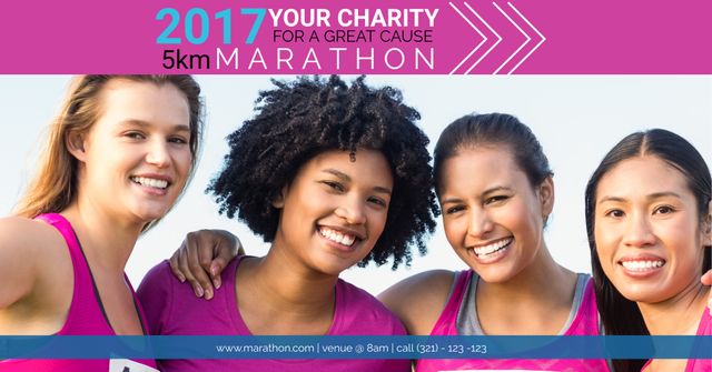 Diverse Group of Women Promoting Charity Marathon 2017 - Download Free Stock Templates Pikwizard.com