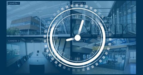 modern office security surveillance dashboard with time overlay - Download Free Stock Images Pikwizard.com