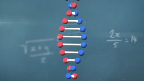 Digital Interface with DNA Strand Animation on Blue Background
