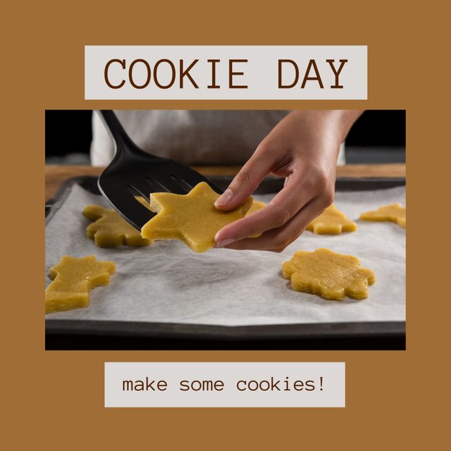 Caucasian Woman Baking Star-Shaped Cookies on Cookie Day - Download Free Stock Templates Pikwizard.com