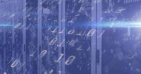 Binary Code Overlay and Computer Servers in Tech Room - Download Free Stock Images Pikwizard.com