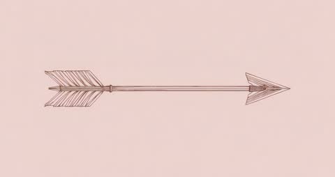 Minimalist Sketch of Arrow Gliding Horizontally on Pink Background