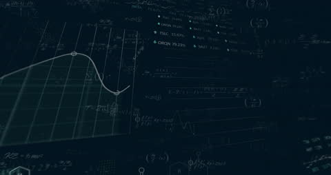 Financial Data Processing Animation with Mathematical Elements
