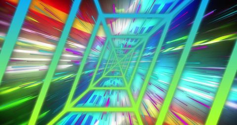 Futuristic Neon Shapes with Vibrant Light Trails