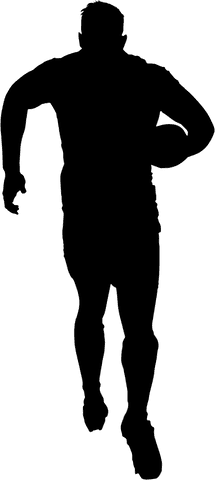 Rugby Player Silhouette in Action Holding Ball Transparent Background