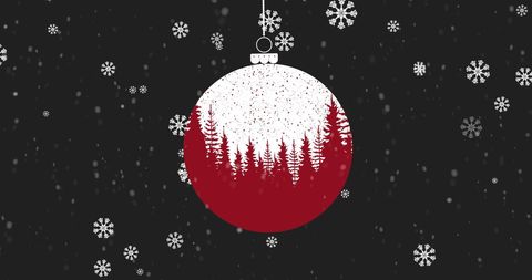 Festive Christmas Bauble with Snowy Pine Forest