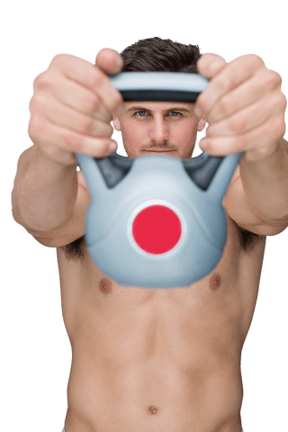 Muscular Man Holding Kettlebell on Transparent Background