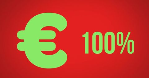 green euro sign graphic with 100 percent on red - Download Free Stock Images Pikwizard.com
