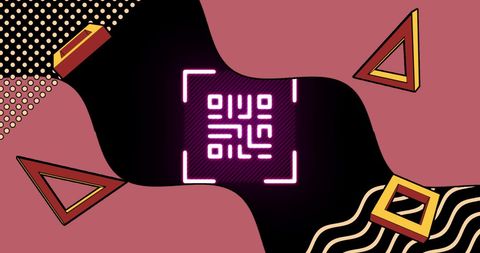 Glowing QR Code Surrounded by Neon Geometric Shapes - Download Free Stock Images Pikwizard.com