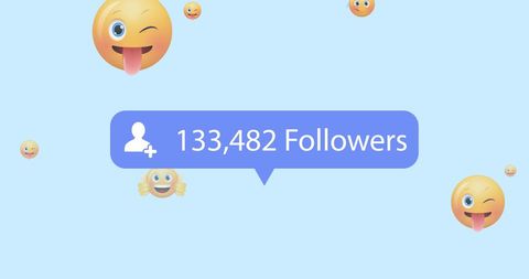 Social Media Follower Count with Emojis on Blue Background - Download Free Stock Images Pikwizard.com