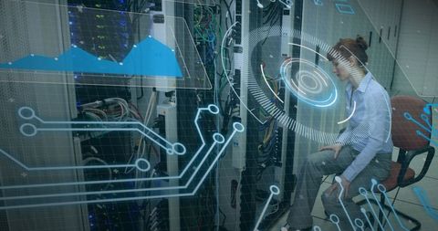 Female Engineer Analyzing Technology in Network Server Room - Download Free Stock Images Pikwizard.com